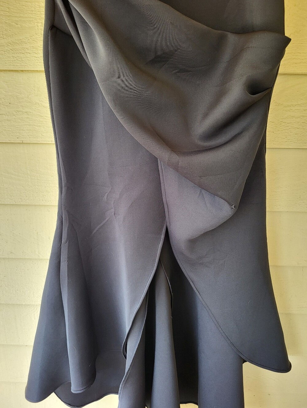 ASOS Black Sculpted Ruched Scuba Maxi Dress Size 14 NWT High-Low - Picture 5 of 16